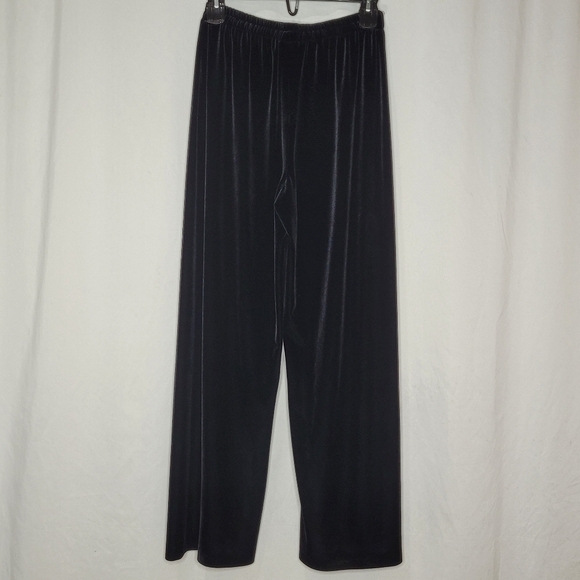 Alex Evenings Black Velvet Flat-Front Elastic Waist Pull-On Pants - Size L - Picture 4 of 9
